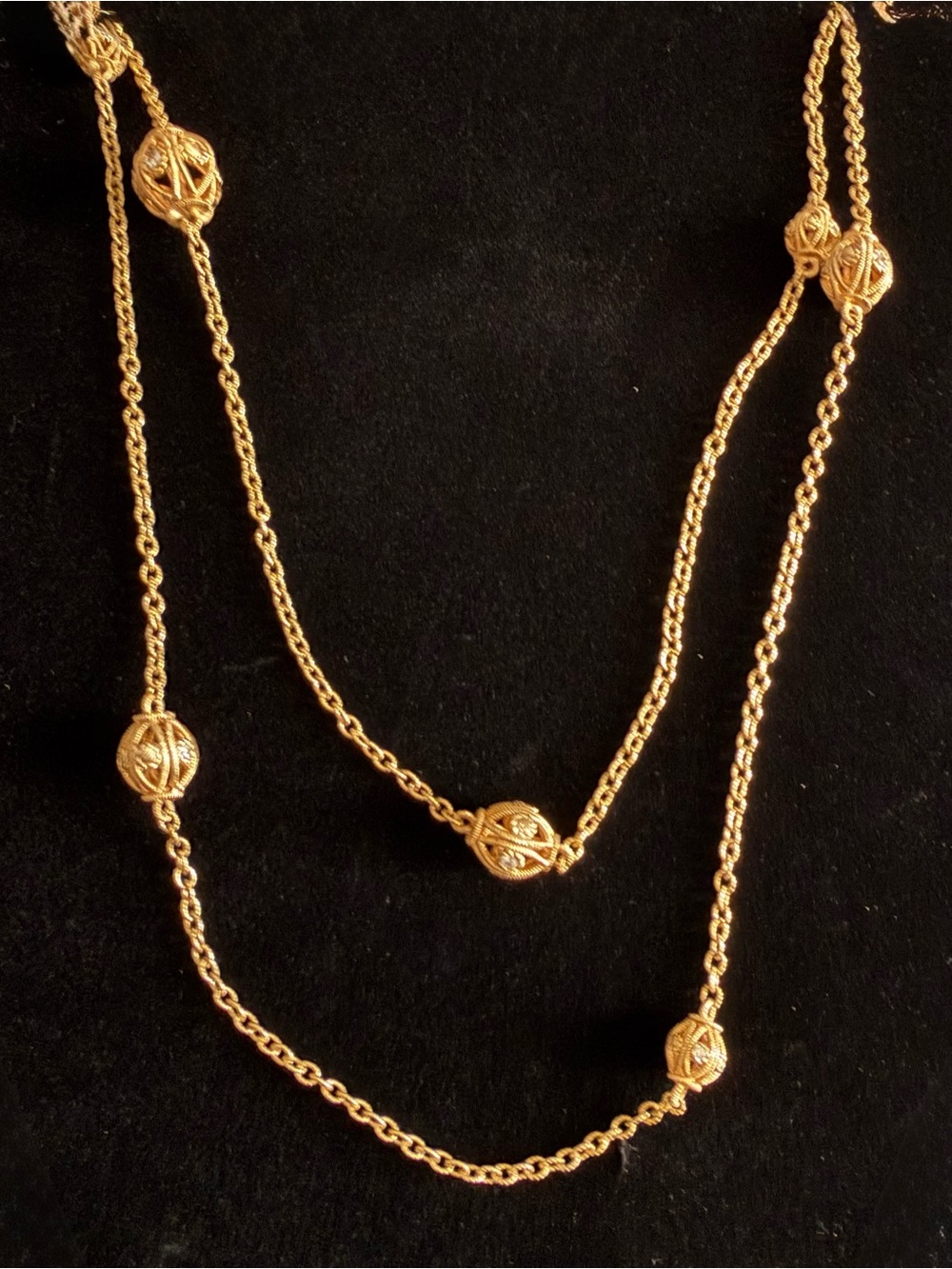 Judith Ripka 925 silver with gold overlay 36 inch Filigree Bead Necklace
